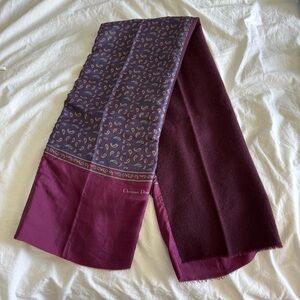 Vintage Christian Dior Silk Wool Paisley Scarf Burgundy